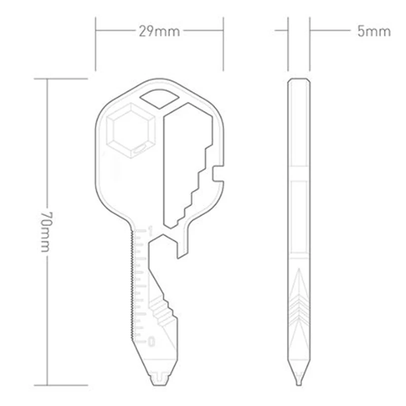 Multitool Key Universal Keys Gear Clips Measuring Adjustable Portable Home Hand Tool Key Ring Wrench Set 6