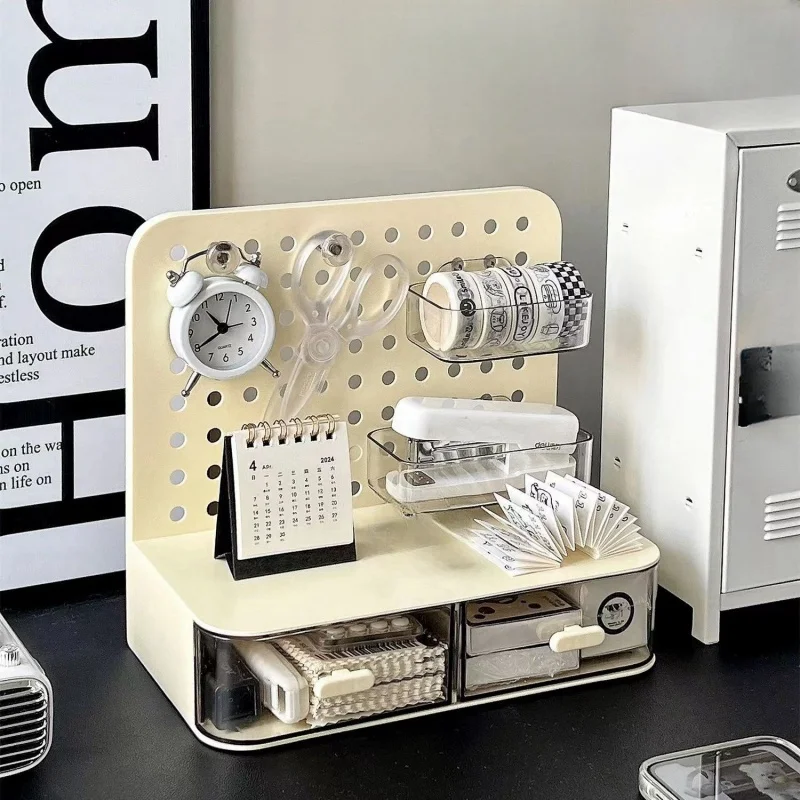 Pen holder,desktop storage box,stationery organizer,stationery storage box,desktop storage kit Desktop Perforated Board Storage Box Drawer Stationery Organizer Sorting Rack Dormitory Office Pen Holder Cosmetics Storage