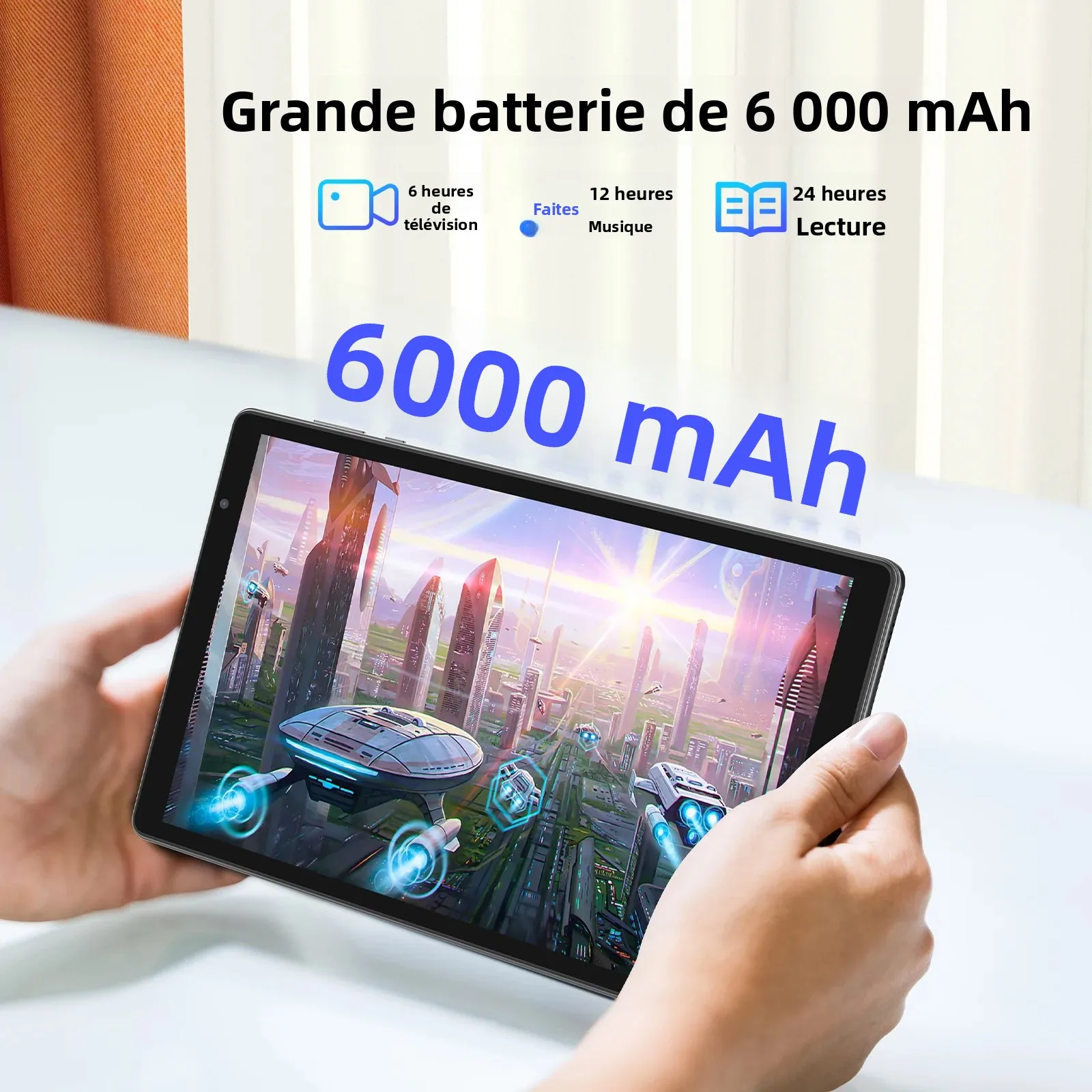 Tablette 10 pouces, Android 14, processeur quadricœur, 4 Go de RAM (2 Go + 2 Go extensibles), 32 Go de stockage, Wi-Fi, double caméra._voghion.com