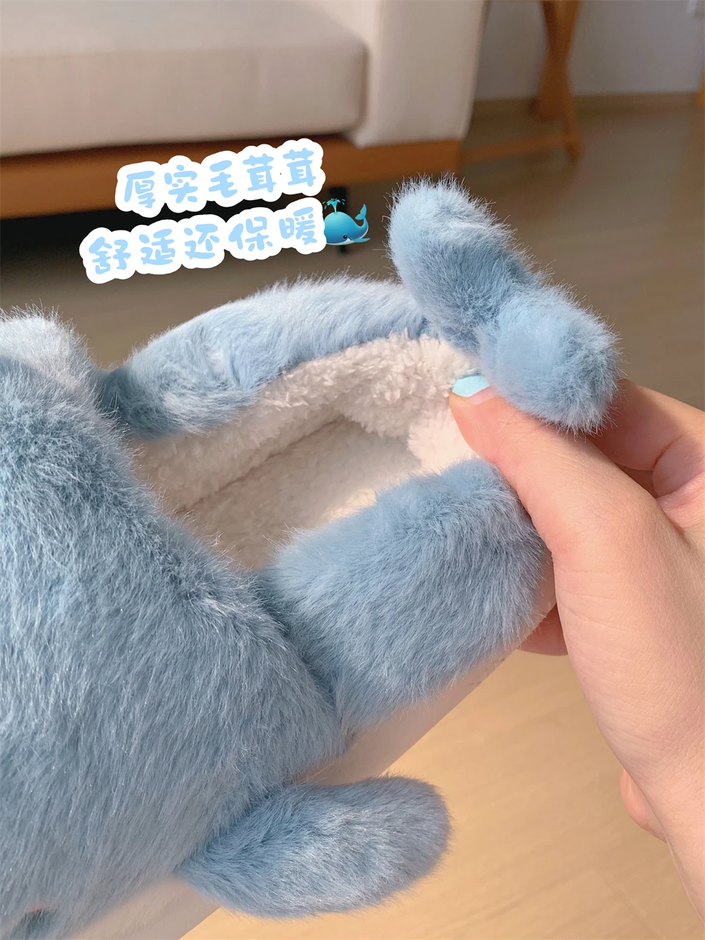 Parent-child Home Slippers Men And Women's Winter Cartoon Whale Plush Warm Home Slippers For Parents Children Cotton Slippers 4