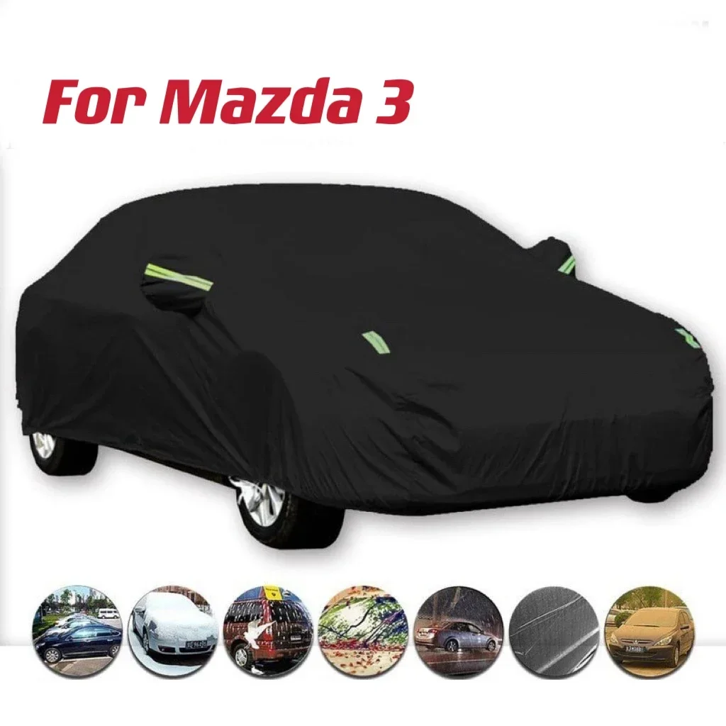

210T Full Car Covers Universal Black Silver Outdoor Snow Ice Wind Dust Sun UV Shade Cover for Mazda 3