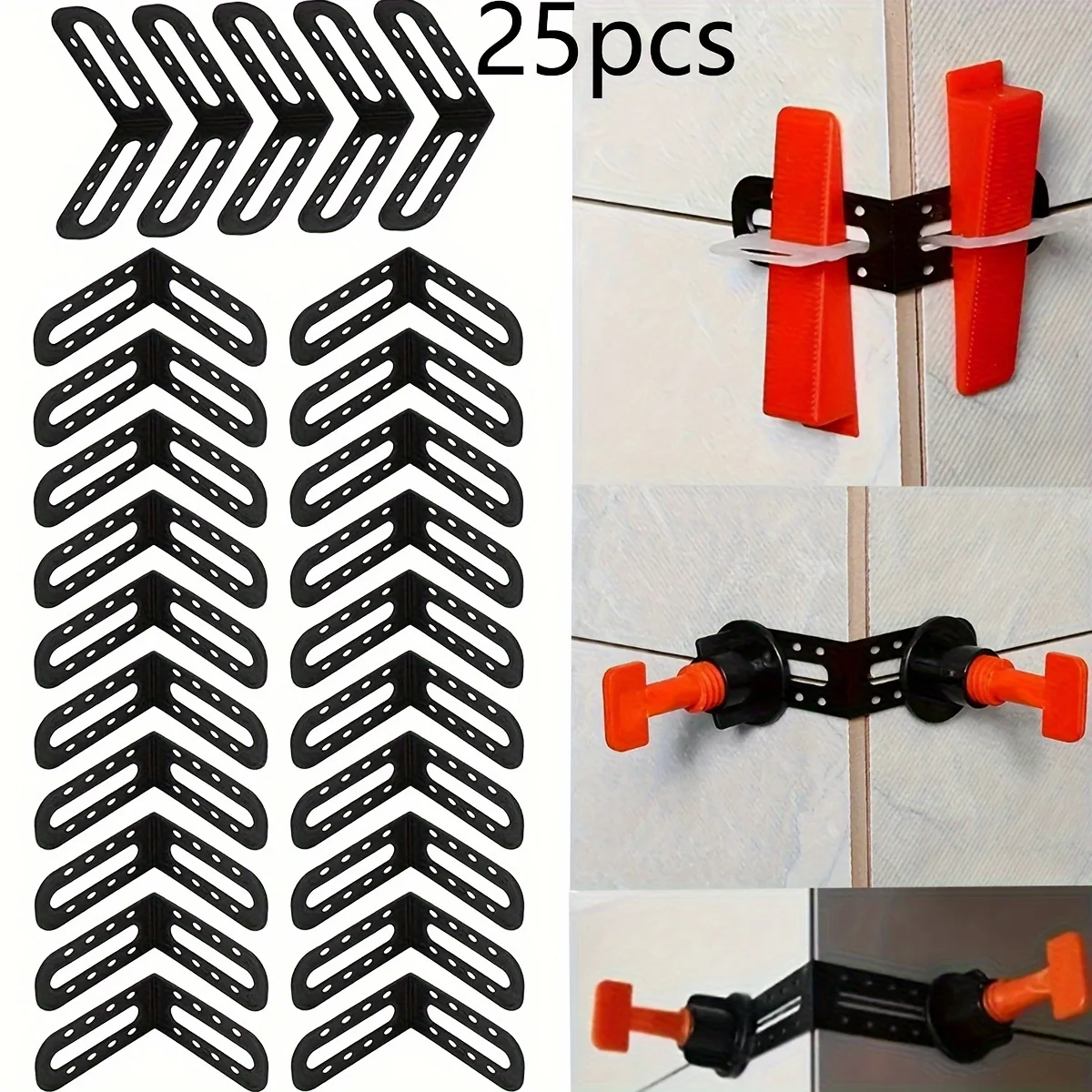 25pcs External Corner Holder, Ceramic Tile Right Angle Holder Leveling Tool, Tiling Ceramic Tile Leveling Tool, Positioning Gask