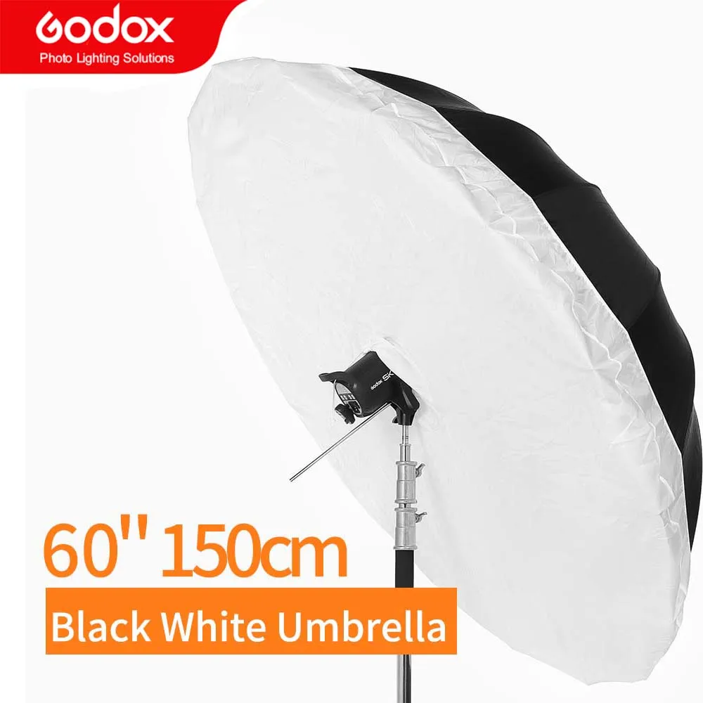 Godox 60" 150cm Black White Reflective Umbrella Studio Lighting Light Umbrella with Large Diffuser Cover
