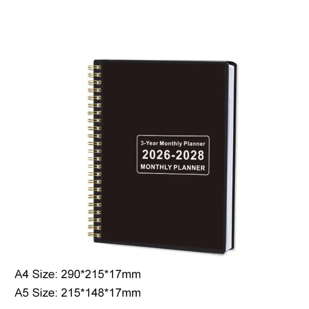 A4/A5 3년 월간 플래너 2026-2028 연간 목표 캘린더 북 매끄러운 필기 연간 요약 일정표 학년