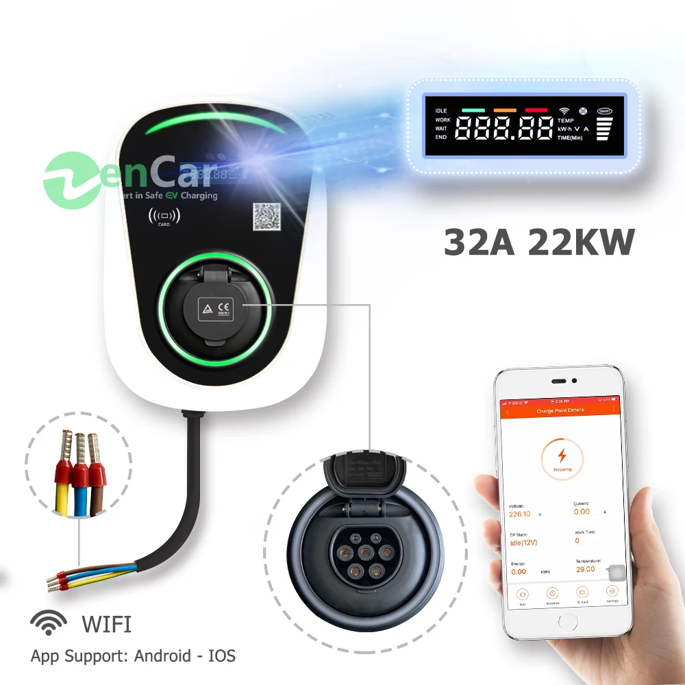 

TUV Duosida wallbox 32A 22kw 3 phase Level 2 fast AC ev charging station for electric vehicle