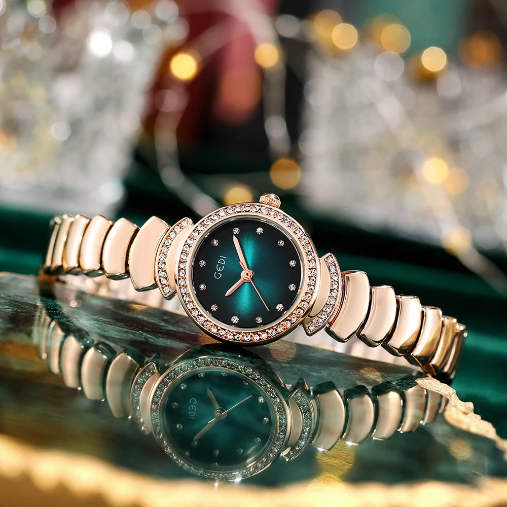 Luxury Rose Gold Women Watches Stainless Steel Bracelet Fritillary Dial 30m Water Resistance Cute Ladies Quartz Wristwatch Clock