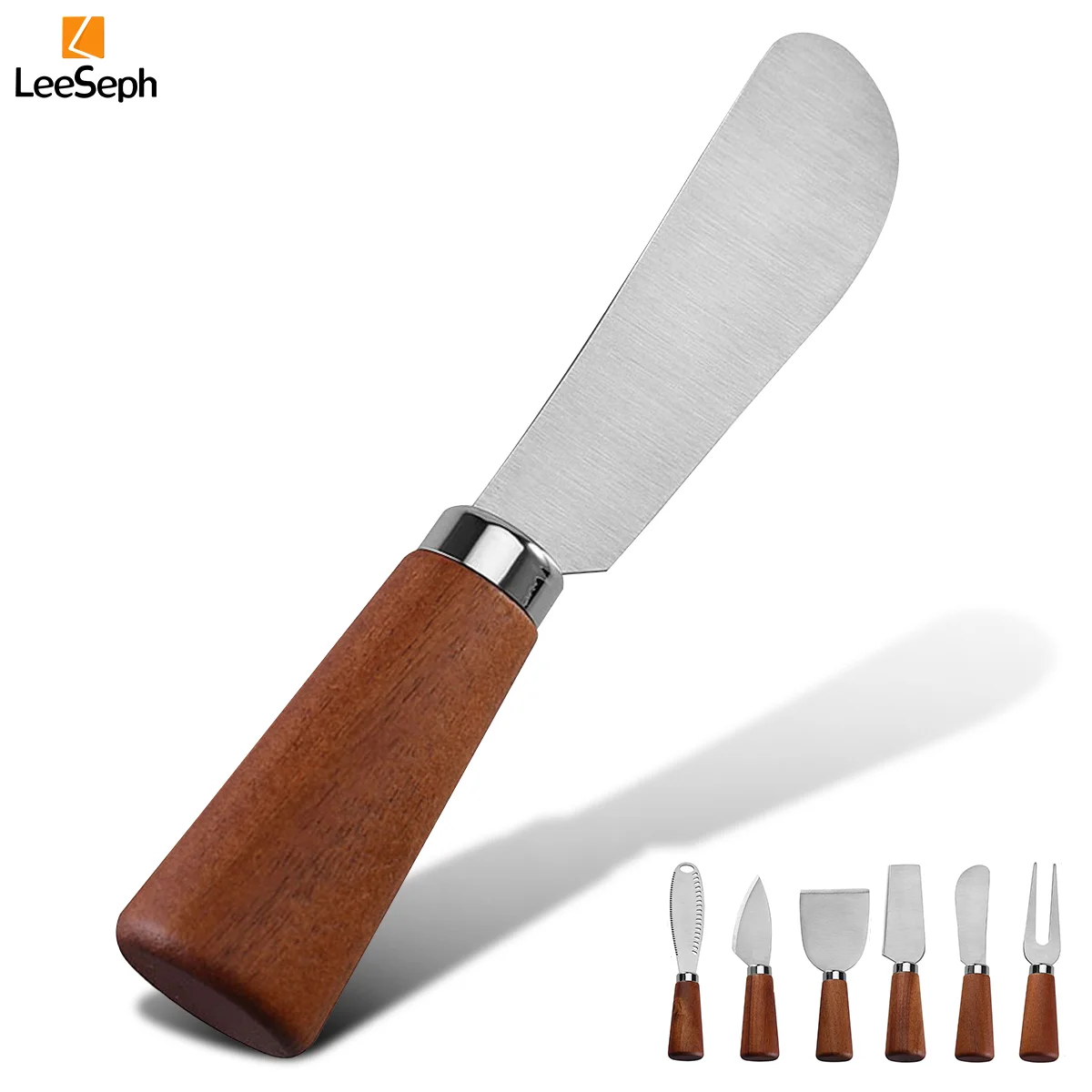 Cheese Knife with Acacia Wood Handle, Stainless Steel Cheese Cutter Cheese Spreader Cheese Knives, Charcuterie Boards Accessory