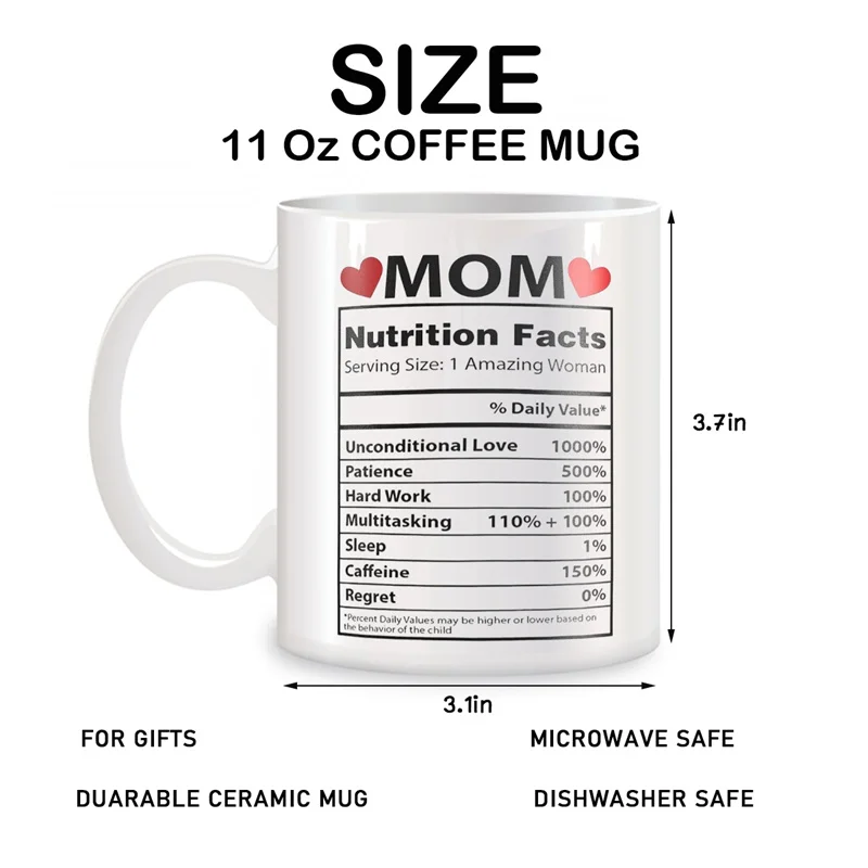 World's Best Mom Novelty Coffee Mug - Mother's Day Gift from Daughter, 11 oz Ceramic Tea Cup, White