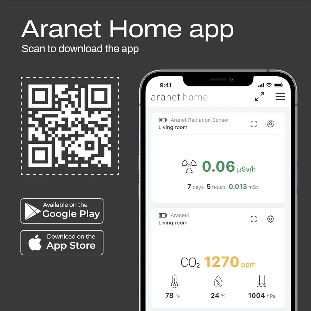 Aranet4 Home: Wireless Indoor Air Quality Monitor for Office or School (CO2, Temperature, Humidity and More) Portable 5