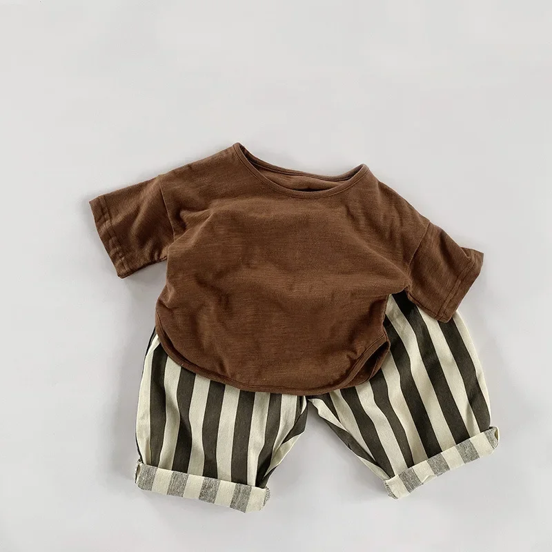 Boys And Girls Korean Striped Trousers Autumn New Children's Cotton Casual Pant Baby Kids Harem Pants With Pockets WTP155