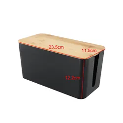 Elegant Cable Storage Box with Wooden Lid (A)