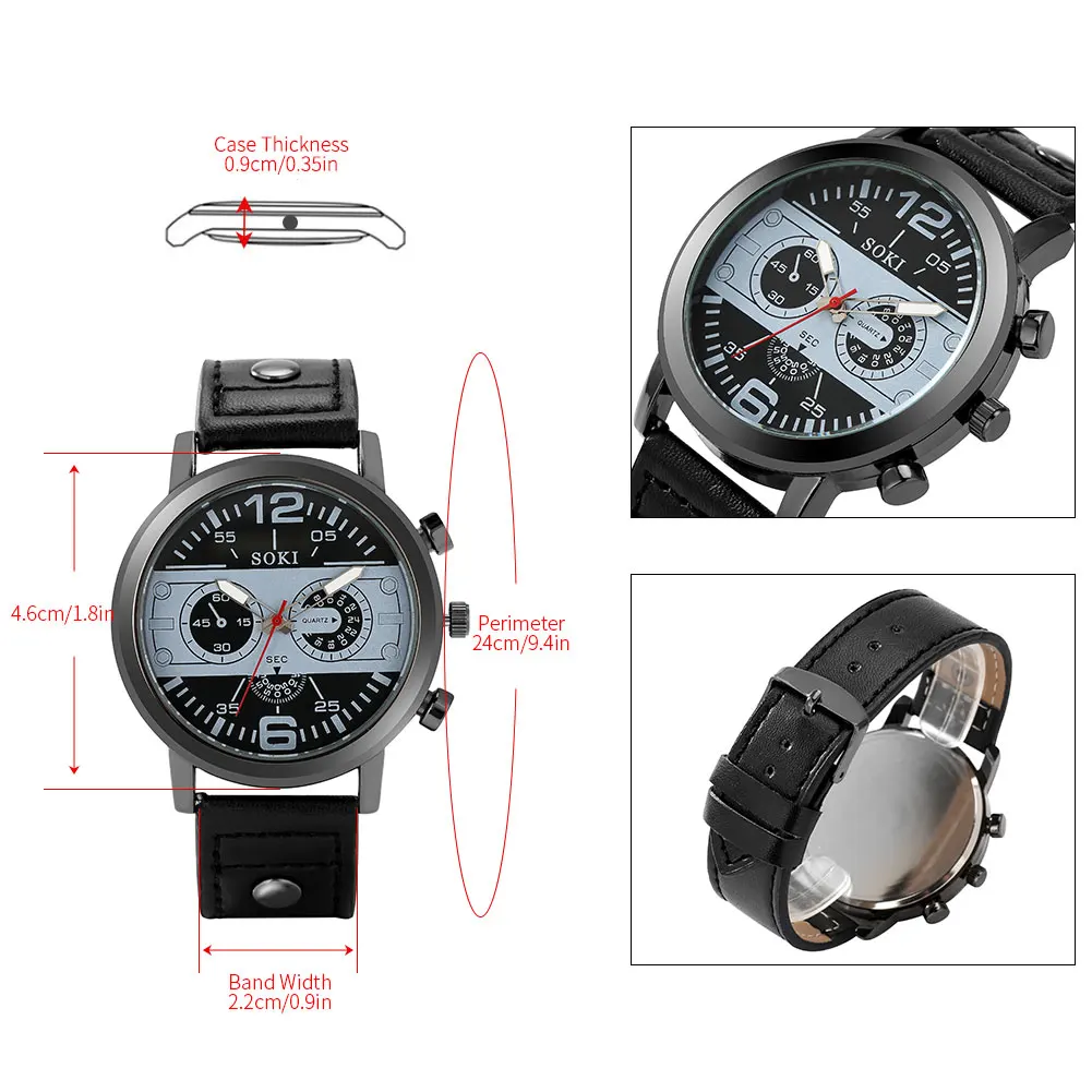 Watch Bracelets Gift Set for Men Black Quartz Watches with Bracelet to Man Wristwatch Present Boyfriend Husband Reloj Hombre