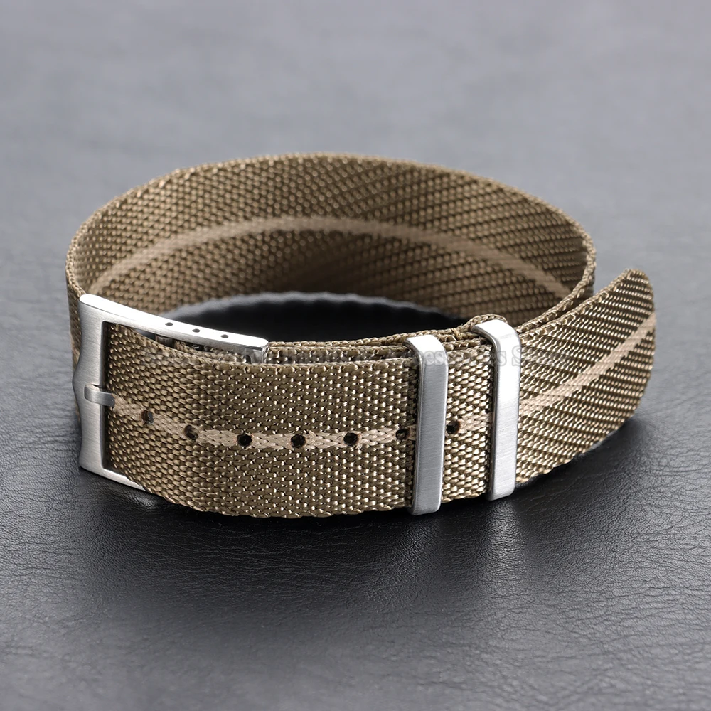 Nylon Canvas Striped Braided Watch Strap - Military Sport Style, 20mm & 22mm