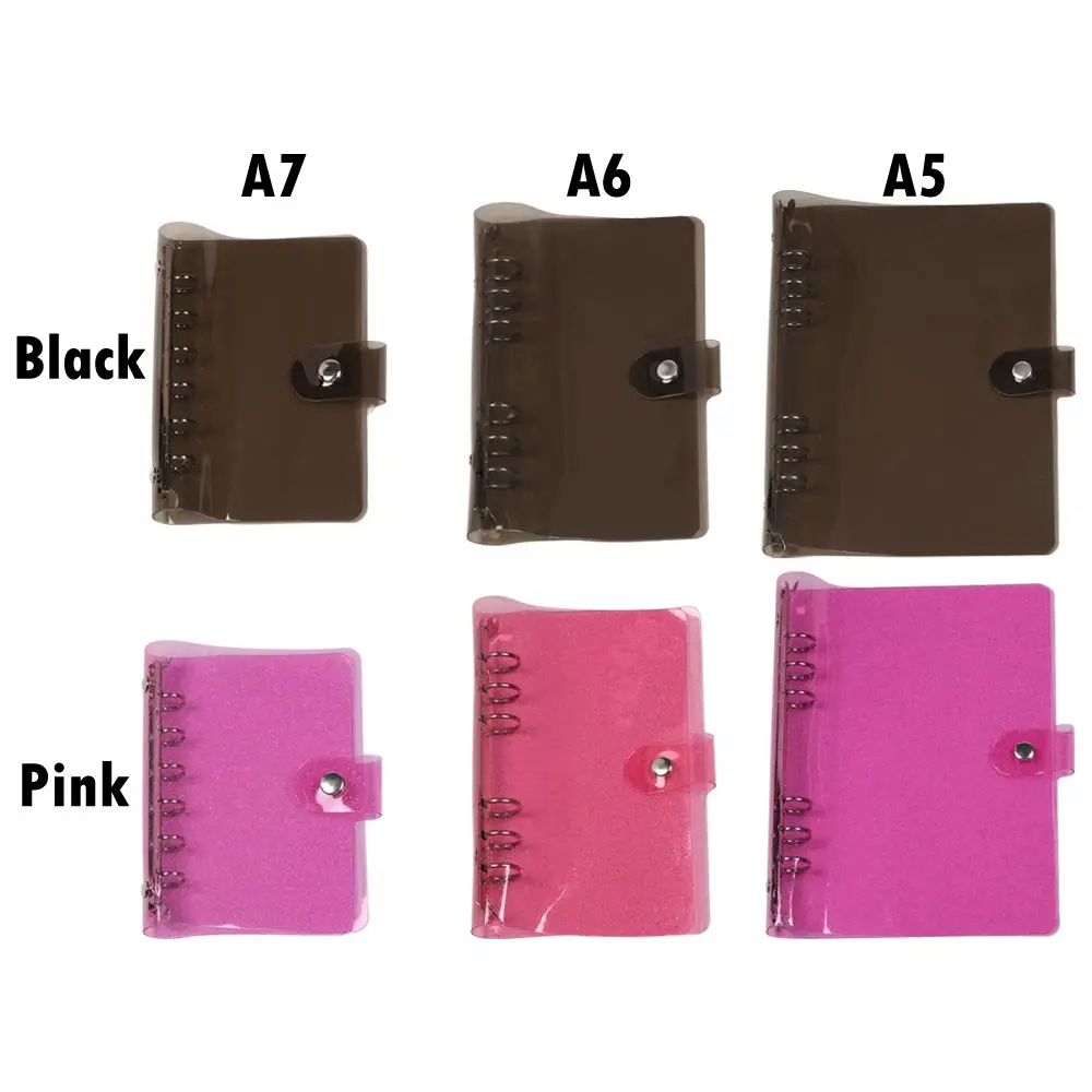 A5/A6/A7 Glitter Office Supplies Refillable Black Pink Diary Book Loose Leaf Binder Planner Clips File Folder Notebook Cover file folders,notebook cover