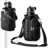 Magnetic Water Bottle Holder Gym Water Bottle Carrier Bag W/ Phone Pocket Handle Shoulder Strap 6 Built-in Magnets Water Bottle 1