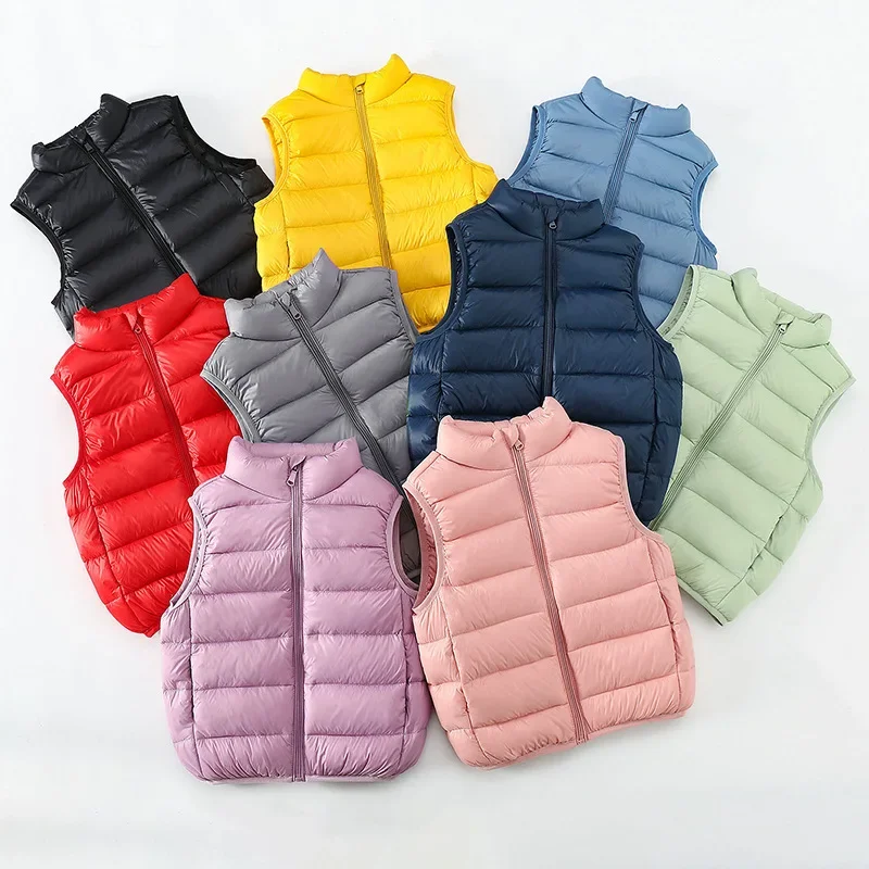 Boys and Girls Top Winter Childrens Clothing Light and Thin Childrens Shoulder Stand Up Collar Solid Color Warm Down Jacket Vest down jacket children jackets