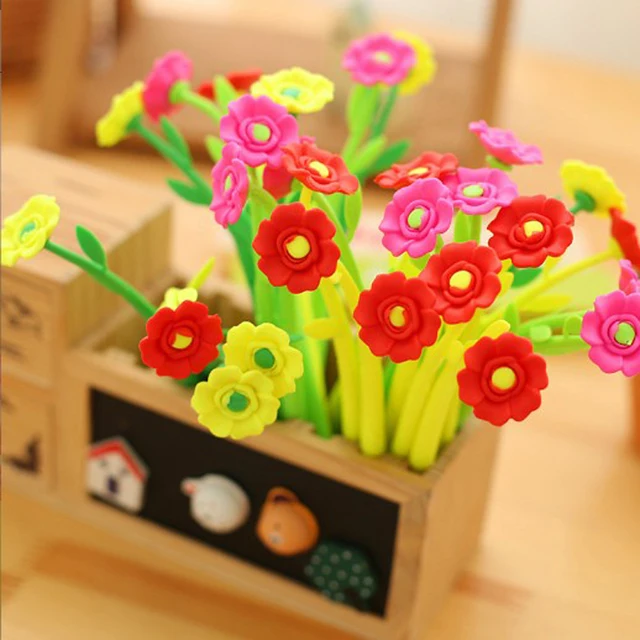 13 db Aranyos Rózsa Virág Tollak Gél Tinta Szilikon Színes Virággél Toll Szép Levélpapír Irodai Iskolai Íráskészletek - Image 3