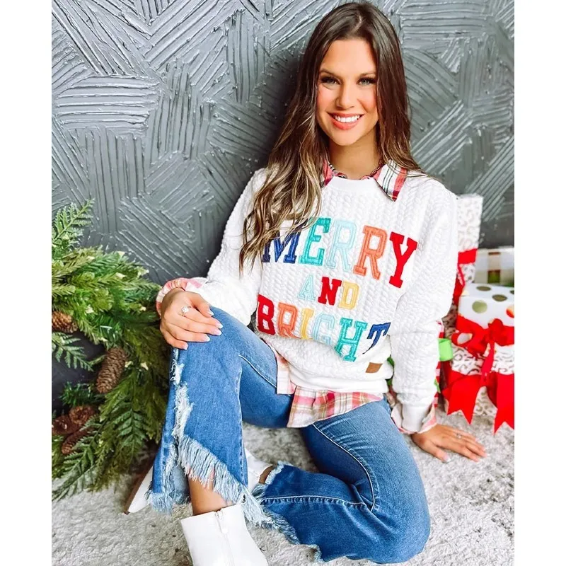 2024 Fashion Loose Letter Hoodies Sweatshirt For Women Autumn And Winter Sweatshirt Long Sleeve O Neck Pullover Top Xmas Costume
