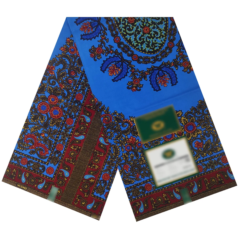 Congo African Batik Cotton Fabric 6 Yards Holandais A Grade Real Wax Printed Party Dress Textile 10W2