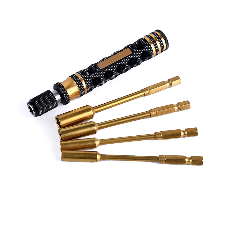 Hollow Out Handle 4 in 1 Hex Nut Driver Bit Socket Screwdriver Tools Sets Size 4.0mm 5.5mm 7.0mm 8.0mm For RC Dozer Car Truck