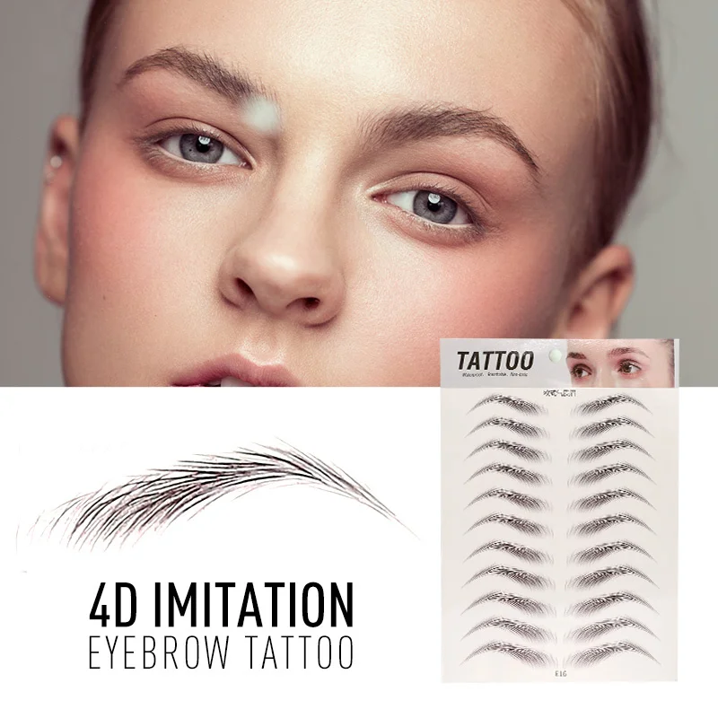 4D Hair Like Eyebrows Makeup Waterproof Eyebrow Tattoo Sticker Long Lasting Natural Fake Eyebrow Stickers Cosmetics 10 pairs 1PC 4