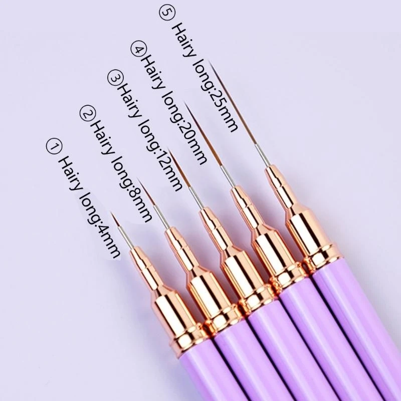 손톱용 Y4NA 5개 라이너 브러쉬 네일 아트 브러쉬 전문 네일 디테일 브러쉬