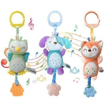 Baby Toy Plush Rattle Hanging Wind Chimes Newborn Soft Hanging Crinkle Squeaky Sensory Toy Stroller Car Seat Crib Travel Gifts