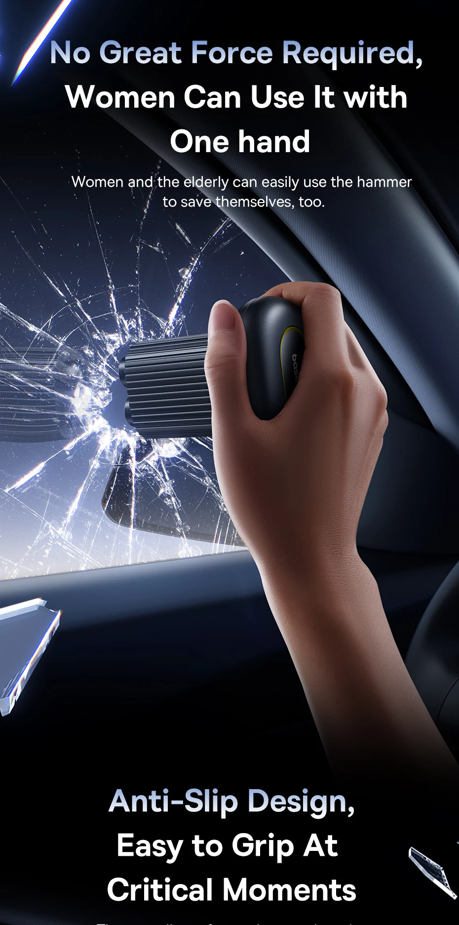 Double-Headed Car Safety Hammer Alloy Steel Emergency Escape Hammer Hidden Push-