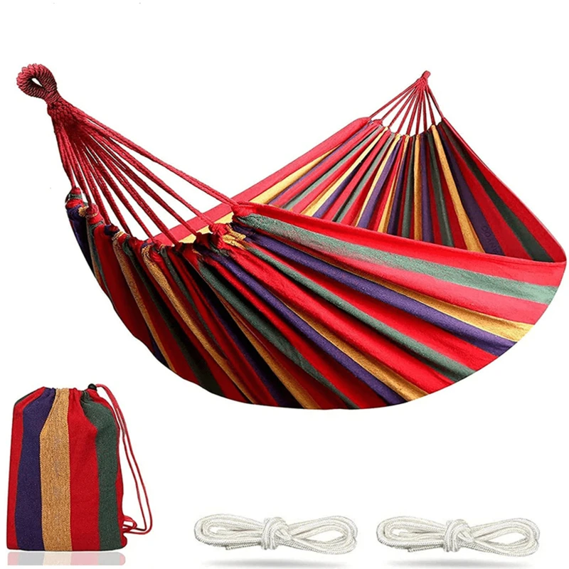 Single Wide Thick Canvas Hammock Outdoor Camping Backpackaging Leisure Swing Portable Hanging Bed Sleeping Swing Hammock 5