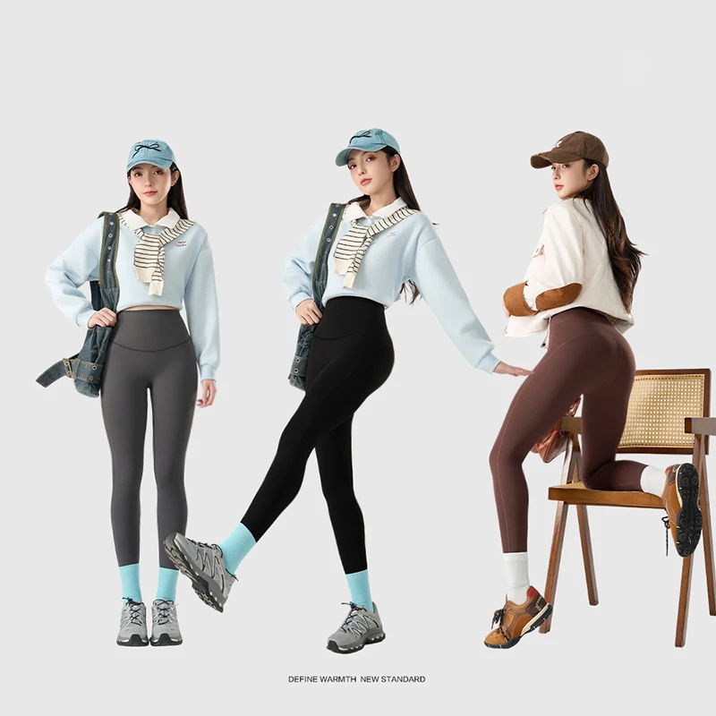BIVIGAOS Autumn Winter 3D Butt Sharkskin Warm Yoga Leggings Women's Stretch Slim Brushed Light Fleece Fitness Sport Leggings See6bb41378154a339e00b59d6321aa5fu