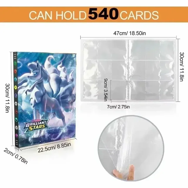 540PCS Trading Card Binder  Anime  Dragon Theme Collector's Album with Protective Sleeves Gift for Card Game Enthusiasts 6