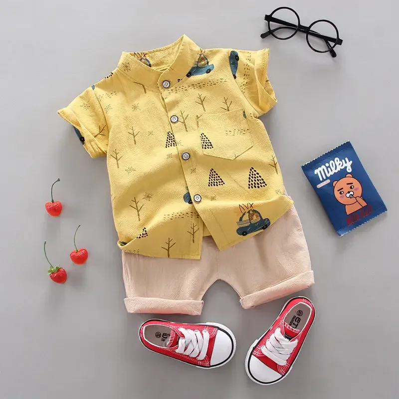 

Children Cotton New Summer Clothes Baby Boy Cartoon Printe CAR T Shirts Shorts 2Pcs/sets Infant Kids Fashion Toddler Tracksuits