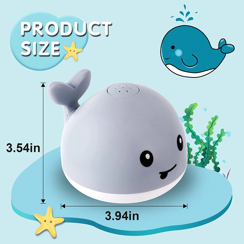 Upgraded Baby Rechargeable Bath Toy with Waterproof Light Up Whale Spray Water Bathtub for Toddlers Kids Pool Bathroom Toys 5