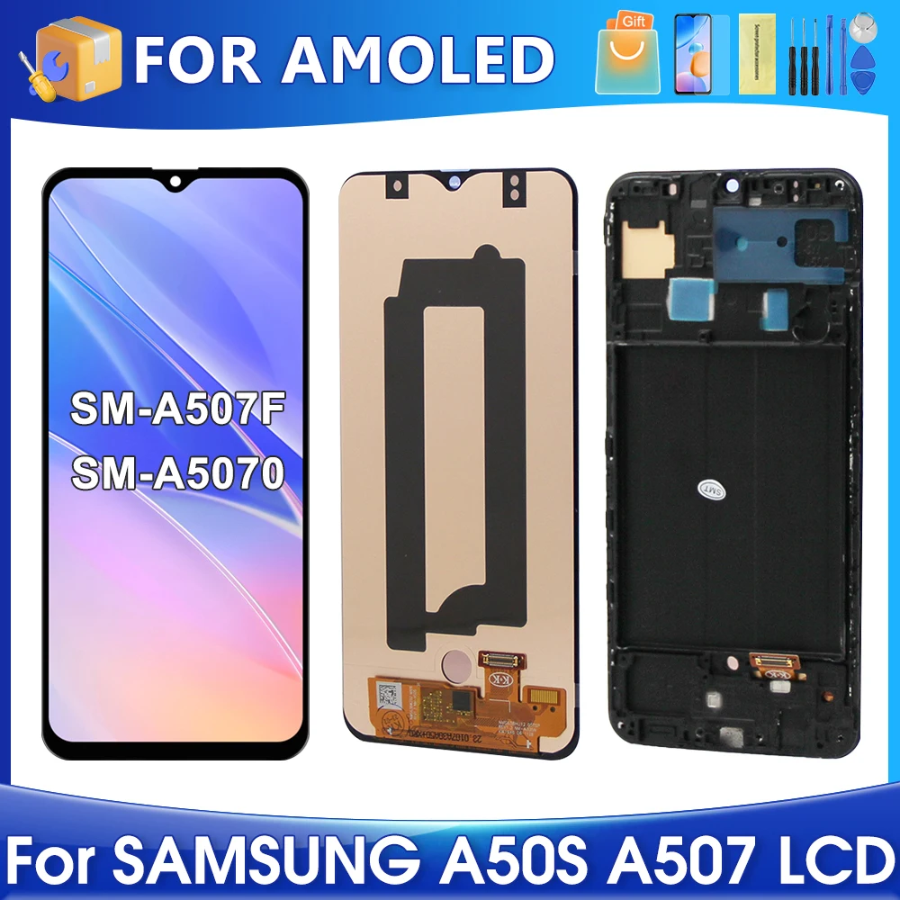 

ЖК-дисплей 6,4 ''a50s для Samsung AMOLED A30 A50 A507F A507FN A5070 A507F/DS, дисплей с сенсорным экраном и дигитайзером в сборе, замена