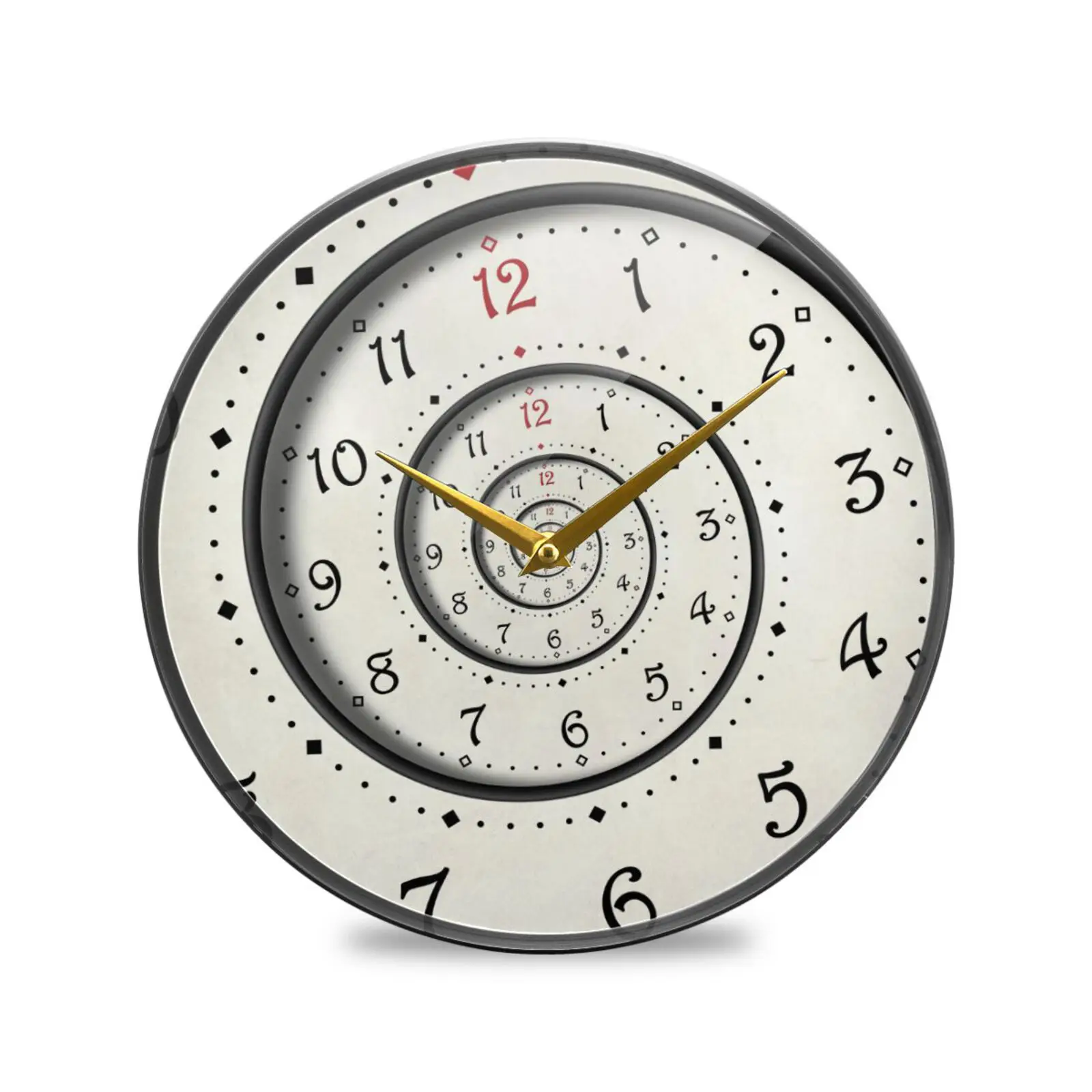 Modern White Spiral Acrylic Round Wall Clock Battery Operated Silent