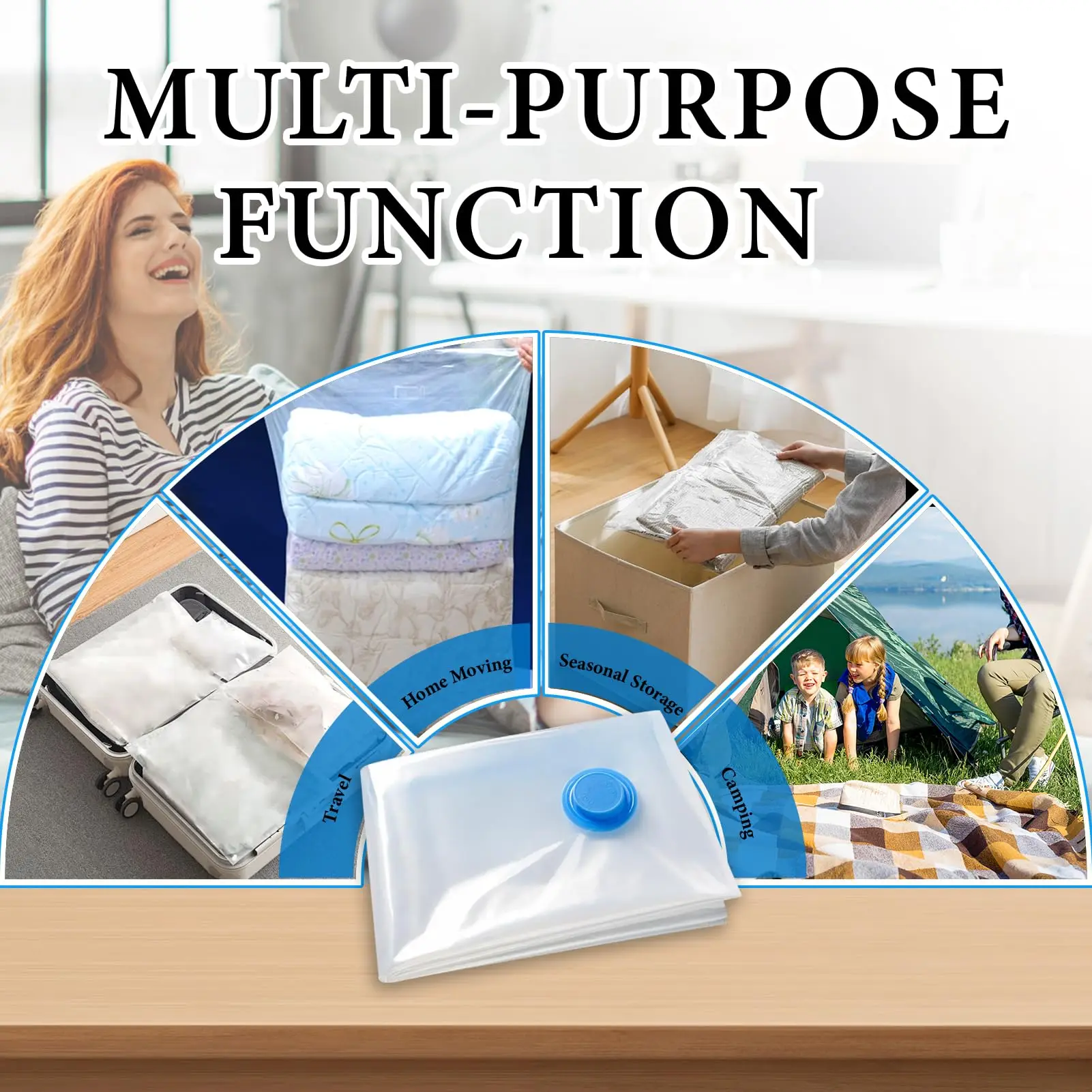 6 Pack Vacuum Storage Bags  Space Saver Bags Vacuum Sealer Bags for Clothes Comforters Blankets Bedding Home Travel Organizer 6