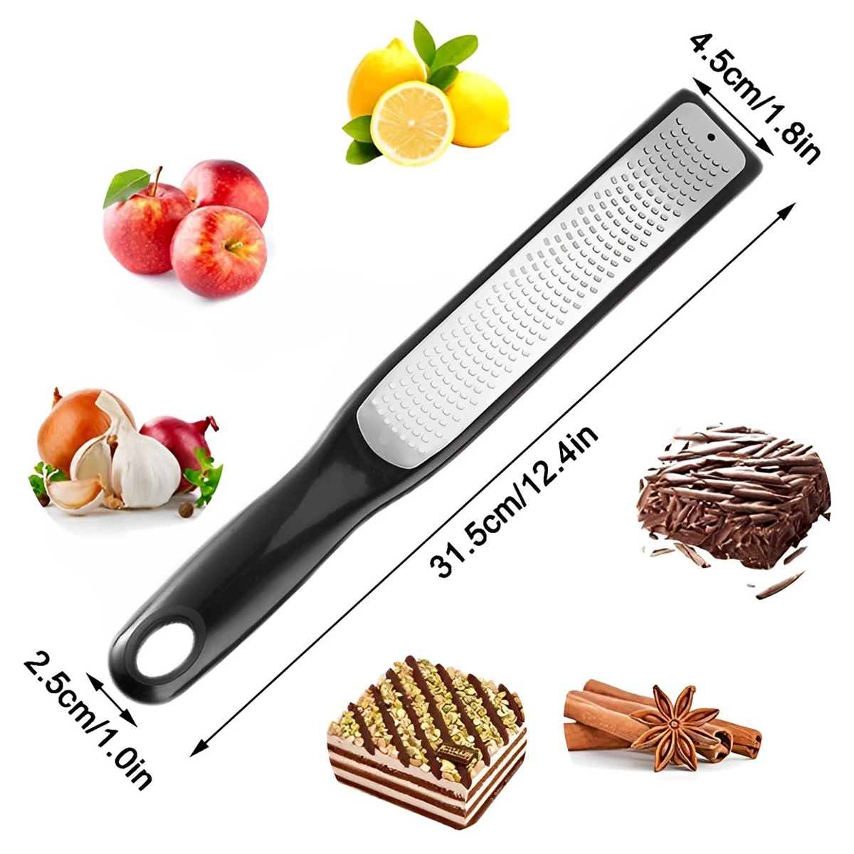 Rainspire Professional Cheese Graters for Kitchen Stainless Steel Handheld,  Metal Lemon Zester Grater With Handle For Cheese, Chocolate, Spices