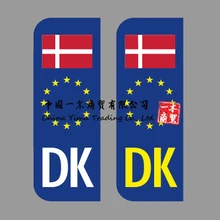 

Denmark with Flag 2 x Number Plate Stickers Perfect Fit for EU Field Design Number Plate Film Car or with Flag Car Wash Safe DK