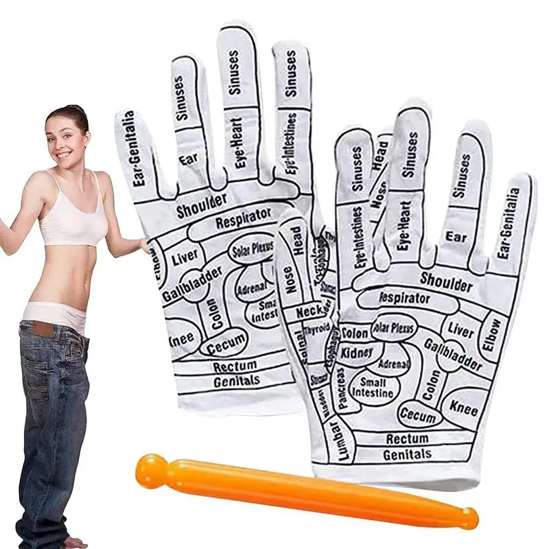 Breathable Acupressure Reflexology Gloves with Chart