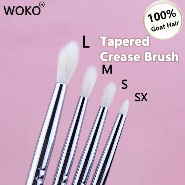 Tapered Crease Brush Large Small and Medium-sized Crease Makeup Brush Eyeshadow Crease Makeup Tool 100% Goat Hair & Copper Tube