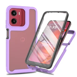 Clear TPU/PC Protective Sky Case with Screen Film and 360 - Degree Shield - Motorola Moto E15 (Purple)
