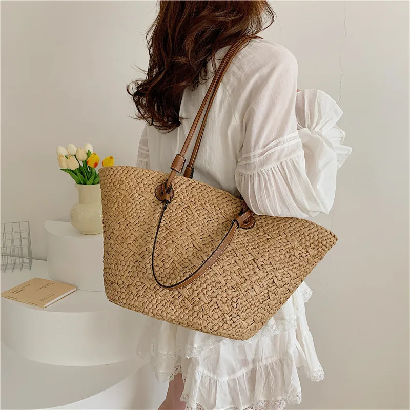 Handmade Women's Handbags big  Woven Female Shoulder Bag Summer Straw Beach Bags Shopper Baskets Bohemian Rattan Tote Bag