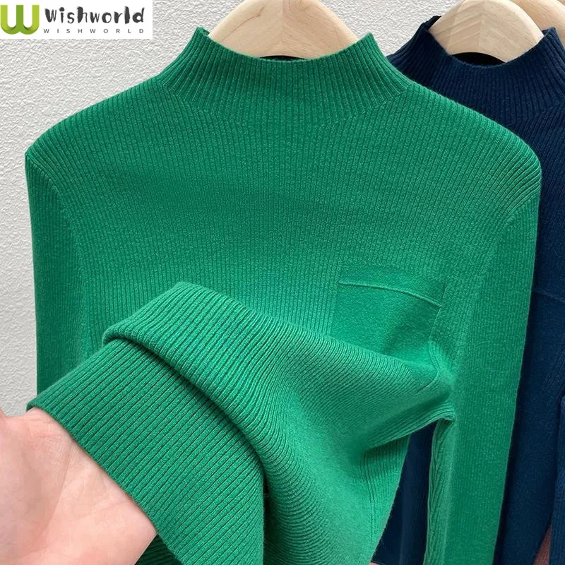 

Fashionable and Casual Half High Necked Knitted Sweater for Women Autumn and Winter Layering Age Reducing Top for Women's Trend