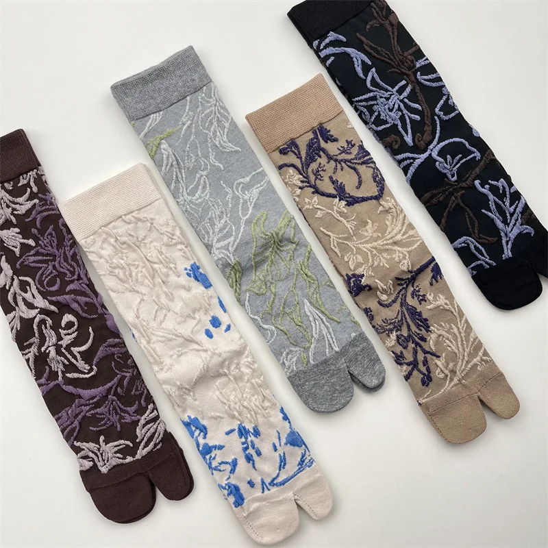 Hohe Qualität für Frau Frühling Herbst Winter Split Toe Baumwolle Socken Katze Muster Streifen Bequeme Zwei-Zehen frauen Tabi sox – Detail 1