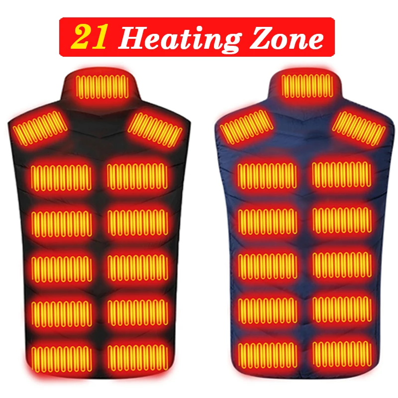 

21 Areas Heated Vest Men Jacket Heated Winter Womens Electric USB Heater Tactical Jacket Man Thermal Vest Body Warmer Coat