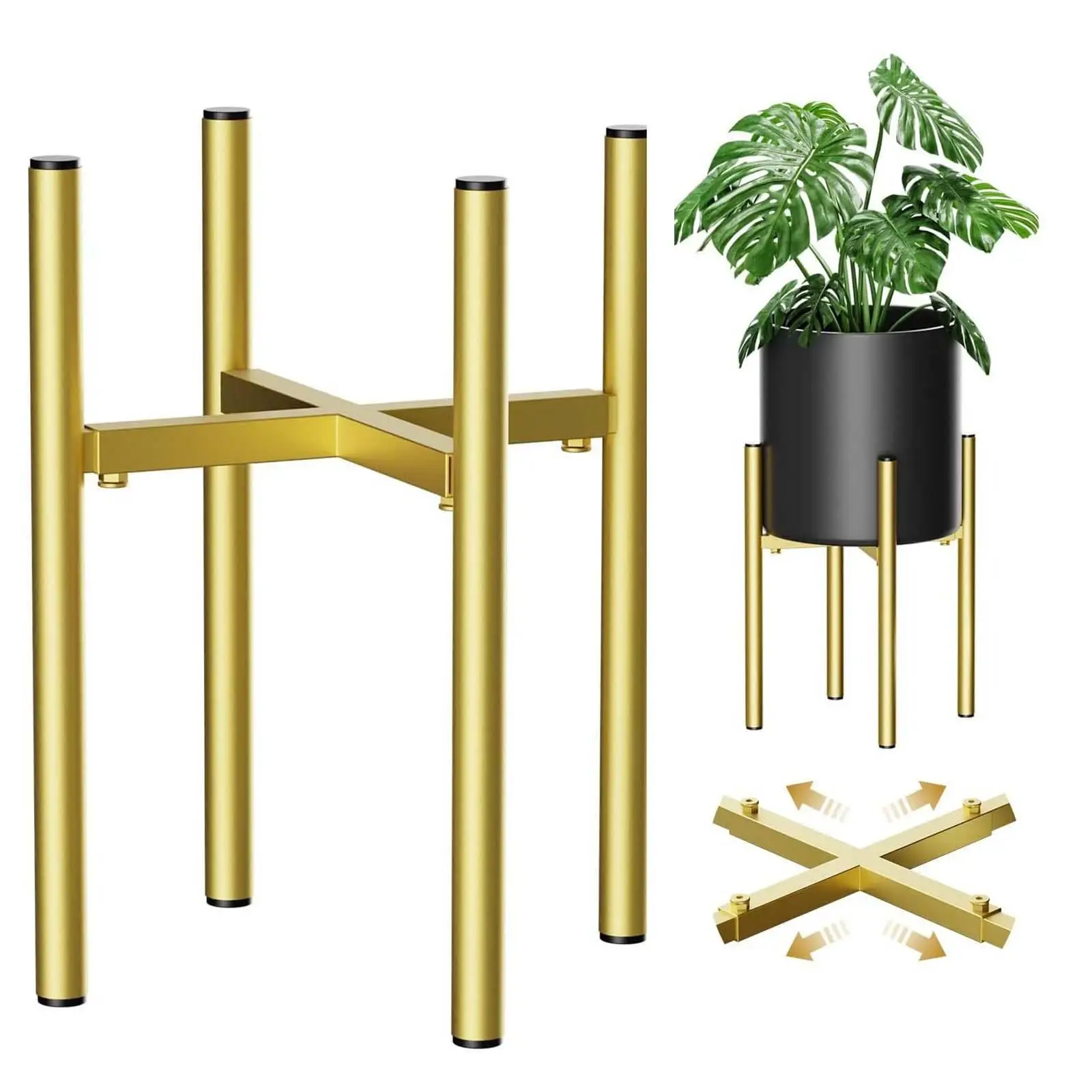 Plant Stand Gold Iron Item Stand Heavy Duty Holder Rack for Balcony Living Room Home Fits 7 to 12 inch Pots Different Sized Pots plant stand