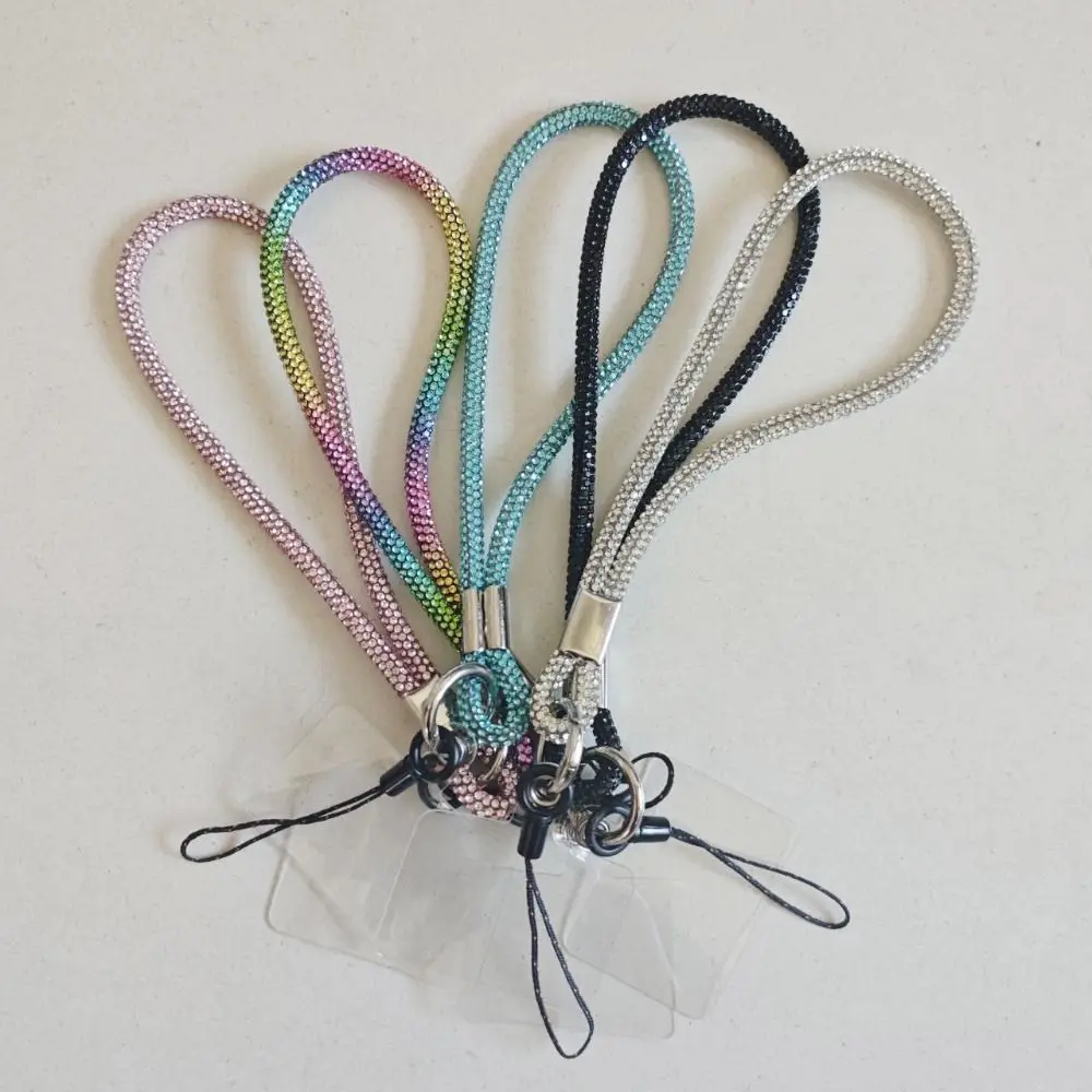 Trendy Glitter Rhinestone Phone Lanyard Bling Bling Bright Phone Wrist Straps Flash Diamond Crystal Keychain Phone Accessories
