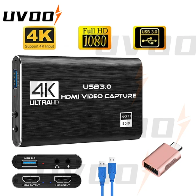 4K Audio Video Capture Card, USB 3.0 HDMI Video Capture Device, Full HD  1080P for Game Recording, Live Streaming Broadcasting 