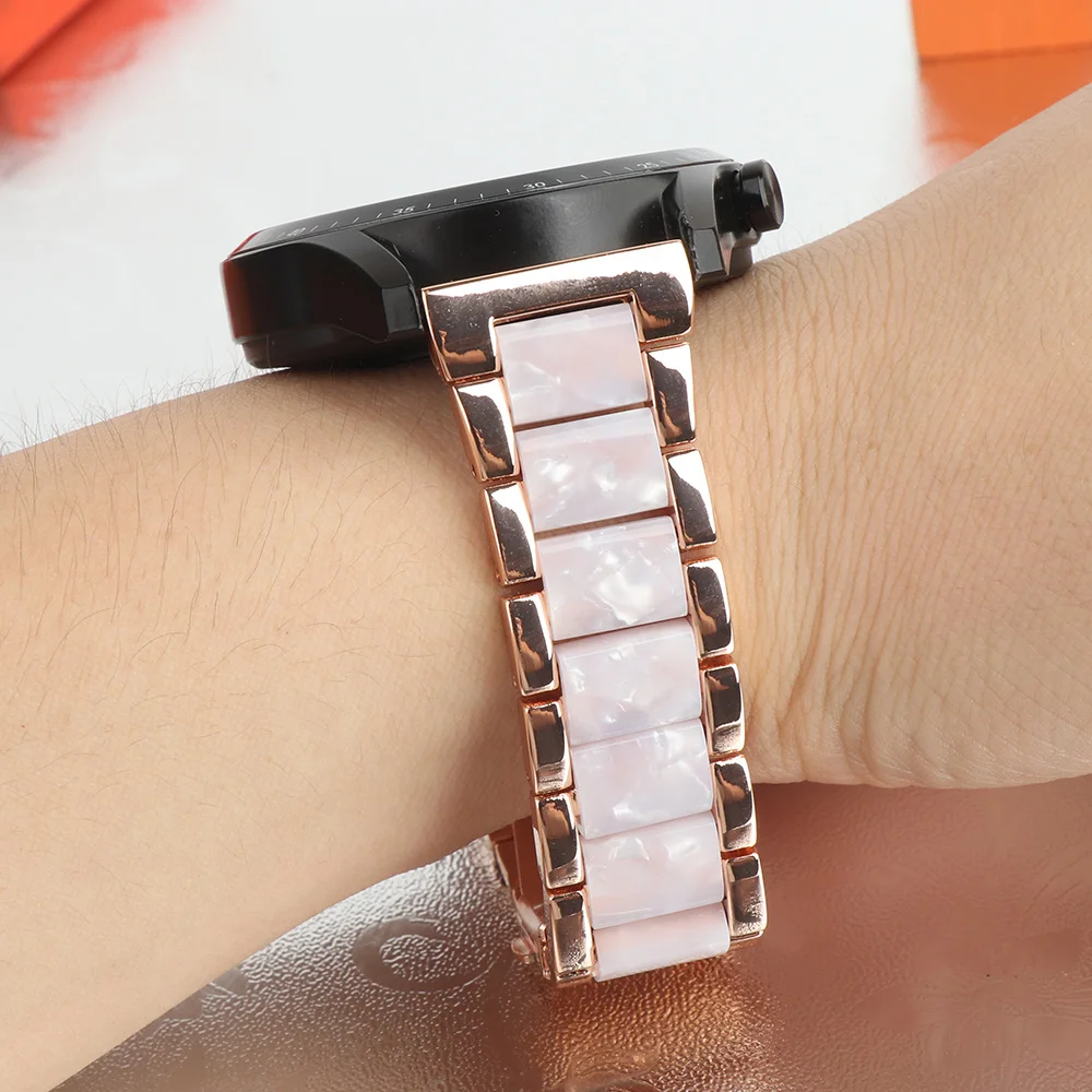 Two-Color Metal Watch Strap, 18mm to 22mm Adjustable Bracelet