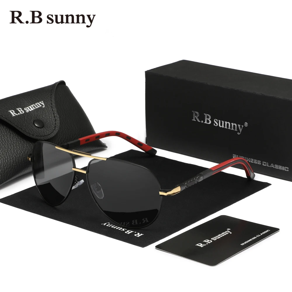 RBsunny 알루미늄 파일럿 편광 선글라스, UV400 코팅 미러 안경, 남성 패션 안경, 스포츠 운전 액세서리